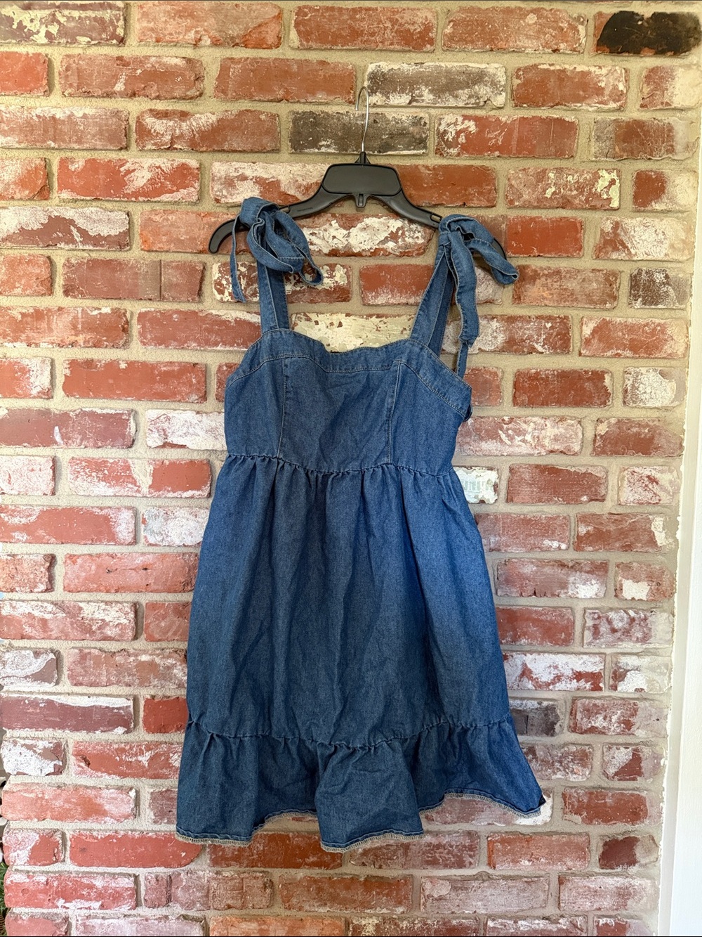 Denim Tie-Shoulder Sundress - Blue